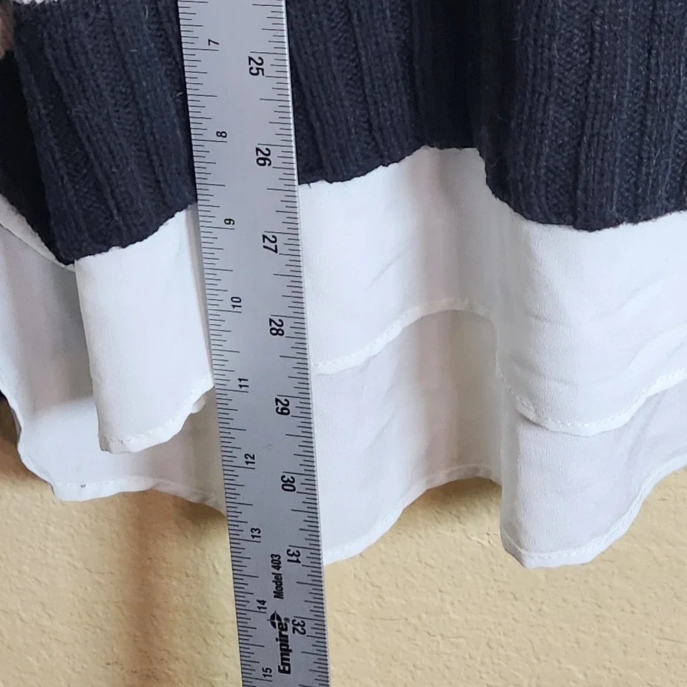 Polo Ralph Lauren blue white striped Sweater Preppy tunic inside out seam collar